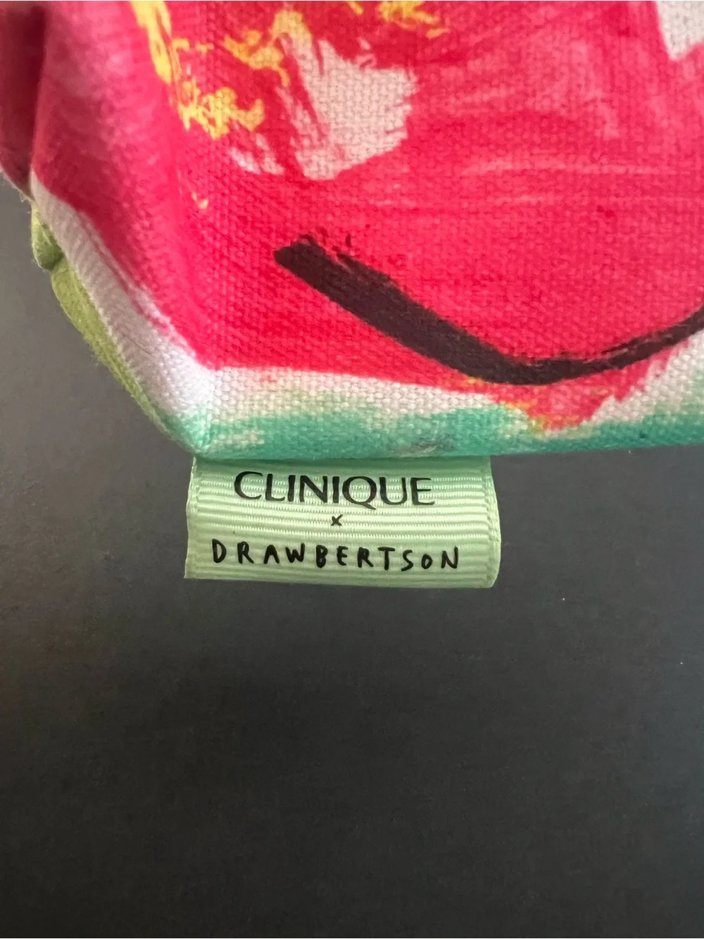 Clinique Drawbertson Floral Cosmetic Pouch in Pink, Green, Black